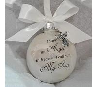 Son Memorial Baubles Ornaments, With Hand-tied White Satin Bow, Angels In Heaven Memorial Pendant, Tree Memorial Hanging Pendant for Son, Tree Baubles Decorations