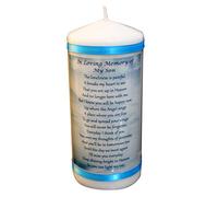Son Memorial candle A large 6" inch candle With a Beautiful poem on
