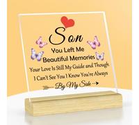 Son Memorial Remembrance Gift Thinking of Son Gift Bereavement Presents for Woman Man Sign Decor Sympathy Presents for Loss Funeral Condolence Sign for Loss Sympathy Acrylic Plaque with Stand