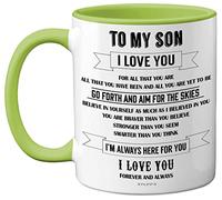Son Mugs - Inspirational I Love You Mug, Gift from Mum and Dad, Birthday and Idea for Sons 11oz Green Ceramic Dishwasher Safe