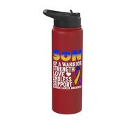 Son of a Warrior Bladder Cancer Awareness Products Gifts Stainless Steel Insulated Water Bottle