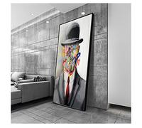 Son of Man Graffiti Art Prints Pop Art Canvas Paintings Street Art for Home Decor Rene Magritte Famous Painting 17x26in/43x65cm Unframed