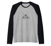 Son of The King: Royal Christian Faith Emblem Raglan Baseball Tee, Men, Black/Athletic Heather, S