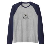 Son of The King: Royal Christian Faith Emblem Raglan Baseball Tee, Men, Navy/Athletic Heather, L