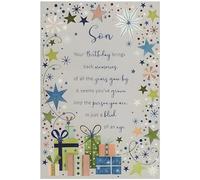 Son Sentimental Birthday Card - Modern Star Design