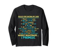 Son Shirts Funny Mom Son Gift Rules for Dating My Son Long Sleeve T-Shirt