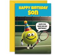 Son Tennis Birthday Card - Funny Tennis Ace Themed Design - A5 Size with Yellow Envelope. Designed and Printed in the UK