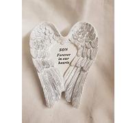 Son white angel wing design. Memorial ornament, Approx 8.5 cms