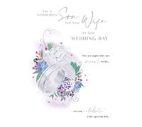 Son & Wife Wedding Day Card Rings Foil Finish Lovely Verse