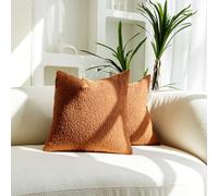 SONAICHTE Decorative Throw Pillow Covers 18x18 Pillow Cover Set of 2 Textured Boucle Pillow Covers Rust Pillows Neutral Organic Modern Home Decor Terracotta Accent Throw Pillows for Couch