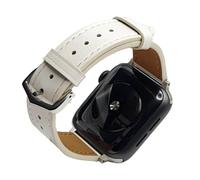 SONAMU New York Premium Calfskin Leather Slim Band Replacement Watch Strap with Crown Silver Buckle Compatible with Watch Series 7 6 5 4 3 2 1 38mm to 45mm (White, 49mm/45mm/44mm/42mm)