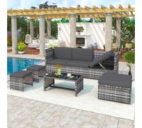 Sonara 4-6 Seater Rattan Garden Furniture Seating Group With Table & Stool