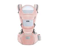 SONARIN Baby Carrier Ergonomic with Hip Seat/Pure Cotton,Head Support,Multiposition:Dorsal, Ventral, Adjustable for Newborn and Toddler 0 to 36 Month (up to 30 kg) Pink