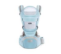 SONARIN Baby Carrier Ergonomic with Hip Seat/Pure Cotton,Head Support,Multiposition:Dorsal, Ventral, Adjustable for Newborn and Toddler 0 to 36 Month (up to 30 kg) Light Blue