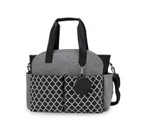 SONARIN Baby Changing Tote Bag,Multi-Function Waterproof Nappy Changing Bag Satchel Messenger Bags Travel Diaper Bags with Pacifier Holder Large Capacity for All Baby Accessories(Black+Grey)