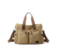 SONARIN Canvas Men's Shoulder Bag,Large Capacity Casual Handbag Messenger Bag 14 Inch Laptop Tote Bags Business Briefcase Crossbody Satchel Bags for School Work Travel(Khaki)