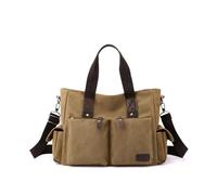 SONARIN Canvas Men's Shoulder Bag,Large Capacity Casual Handbag Messenger Bag 14 Inch Laptop Tote Bags Business Briefcase Crossbody Satchel Bags for School Work Travel(Brown)