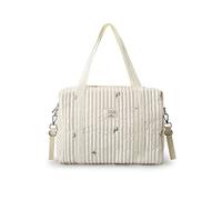 SONARIN Embroidery Baby Nappy Changing Tote Bag,Stylish Large Capacity Cotton Baby Changing Bag Durable Portable Travel Baby Diaper Bag with 2 Stroller Straps(Olive)