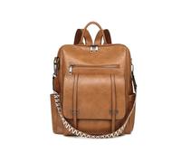 SONARIN Fashion Backpack Women,Waterproof PU Anti-Theft Rucksack Casual Daypack Large Capacity Travel School College Bag Convertible Shoulder Bag for Girls Ladies(Brown)