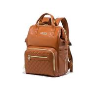 SONARIN Fashion PU Baby Changing Bag Backpack,Multifunctional Waterproof Diaper Bag with Insulated Pockets,Portable Travel Maternity Nappy Changing Bags with Stroller Straps(Brown)