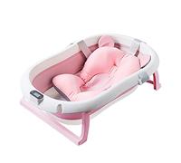 SONARIN Foldable Baby Bathtub with Temperature Sensing,Collapsible Bath Tub,Portable Safe Shower Basin with Cushion Pad Water Plug Non-Slip Support Leg for Newborn,Toddler,Infant(Pink)