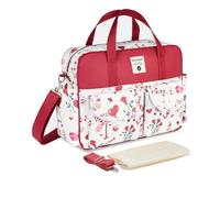 SONARIN Large Capacity Multifunctional Baby Nappy Changing Tote Bag,Waterproof Baby Changing Bag Satchel Messenger Bag Travel Diaper Bag with Shoulder Strap & Changing Mat(Red-Rose)