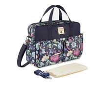 SONARIN Large Capacity Multifunctional Baby Nappy Changing Tote Bag,Waterproof Baby Changing Bag Satchel Messenger Bag Travel Diaper Bag with Shoulder Strap & Changing Mat(Dark Purple-Flower)