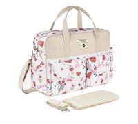 SONARIN Large Capacity Multifunctional Baby Nappy Changing Tote Bag, Waterproof Diaper Bag with Shoulder Strap & Changing Mat (Beige-Rose, 39*12.5*29 cm / 15.4*4.9*11.4 inches)