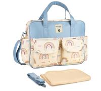 SONARIN Large Capacity Portable Baby Changing Tote Bag,Multifunctional Nappy Changing Bag Satchel Messenger Bags Waterproof Travel Diaper Bags with Shoulder Strap & Nappy Mat(Rainbows)