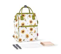 SONARIN Large Capacity Stylish Baby Changing Bag Backpack, Multifunctional Waterproof Diaper Bag Travel Nappy Changing Bag Maternity Bag with Changing Mat & Stroller Straps (Sunflower)