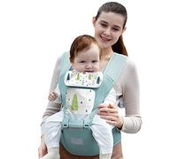 SONARIN Lightweight Breathable Baby Carrier with Hip Seat,Multifunctional Ergonomic Hipseat Baby Carrier Child Carrier Backpack Front Carrier with Saliva Towel for 0-36 Months(Green)