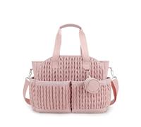 SONARIN Multi-Pockets Stylish Baby Changing Tote Bag,Waterproof Nappy Changing Bag Maternity Messenger Bags Portable Travel Diaper Bags with Shoulder Strap & Pacifier Holder(Pink)