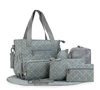 SONARIN Multifunction Mummy Tote Bag, Baby Changing Bag with Stroller Straps, Bottle Bag, Changing Mat - Light Blue