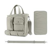 SONARIN Multifunctional Large Capacity Baby Nappy Changing Tote Bag,Waterproof Lightweight Baby Changing Bag Satchel Messenger Bag Portable Travel Diaper Bag with Changing Mat(Khaki)