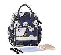 SONARIN Multifunctional Waterproof Baby Changing Bag Backpack, Large Capacity Diaper Bag with Changing Mat & Stroller Straps (Flowers, 26 x 15 x 41 cm)