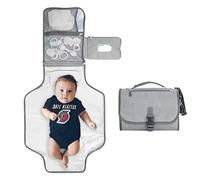 SONARIN Portable Baby Changing Mat,Foldable Nappy Changing Mat Waterproof Travel Diaper Changing Pad Changing Station with Storage Pockets & Head Cushion for Newborns Infants Toddlers(Grey)