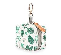 SONARIN Portable Pacifier Holder Case with Clasp for Diaper Bags,PU Baby Dummy Case Soother Pod Pacifier Case Pacifier Bag Storage Box for Holding 2 Pacifiers or Nipple Shields(Green Leaves)