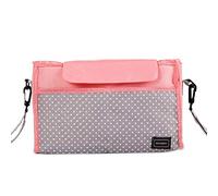 SONARIN Pram Buggy Bag Organiser & Stroller Organiser,Large Stroller Storage with Cup Holder,2 x Pram Hooks,Universal Fit All Buggy Models(Pink)