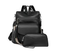 SONARIN PU Backpack Purse for Women,Waterproof Vintage Fashion Women Backpack Handbag Casual Daypack,Convertible Ladies Shoulder Bag with Wristlet for School Work Travel(Black)