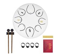 SONARIN Steel Tongue Drum 8 Notes 6 Inches,Percussion Instrument Handpan Drum with Drum Bag,2 Drumsticks,Music Score,4 Finger Picks,Tank Drum for Musical Education Concert Yoga Meditation(White)