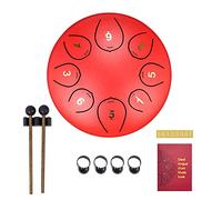 SONARIN Steel Tongue Drum 8 Notes 6 Inches,Percussion Instrument Handpan Drum with Drum Bag,2 Drumsticks,Music Score,4 Finger Picks,Tank Drum for Musical Education Concert Yoga Meditation(Red)