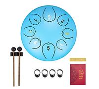 SONARIN Steel Tongue Drum 8 Notes 6 Inches,Percussion Instrument Handpan Drum with Drum Bag,2 Drumsticks,Music Score,4 Finger Picks,Tank Drum for Musical Education Concert Yoga Meditation(Light Blue)