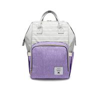 SONARIN Stripe Multifunction Baby Nappy Changing Backpack,Diaper Bag,Travel Backpack Organizer with Bottle Insulated Bags,Waterproof, Large Capacity(Light Purple)