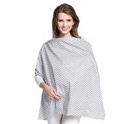 SONARIN Stripes Premium Breastfeeding Nursing Covers,4 in 1 Multifunction,with Storage Bag & Towel Corners,Nursing Scarf,Breathable & Lightweight(Grey)