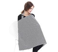SONARIN Stripes Premium Breastfeeding Nursing Covers,4 in 1 Multifunction,with Storage Bag & Towel Corners,Nursing Scarf,Breathable & Lightweight(Black)