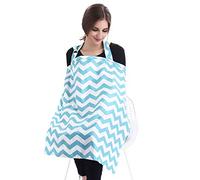 SONARIN Stripes Premium Breastfeeding Nursing Covers,4 in 1 Multifunction,with Storage Bag & Towel Corners,Nursing Scarf,Breathable & Lightweight(Blue)