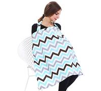 SONARIN Stripes Premium Breastfeeding Nursing Covers,4 in 1 Multifunction,with Storage Bag & Towel Corners,Nursing Scarf,Breathable & Lightweight(Blue & Grey)
