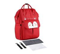 SONARIN Stylish Large Capacity Baby Changing Bag Backpack,Multifunctional Waterproof Travel Diaper Bag Nappy Changing Bag with Changing Mat & Stroller Straps for Mom & Dad(Red)