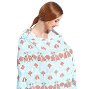 SONARIN Stylish Premium Breastfeeding Nursing Covers,Flower Pattern,with Storage Bag & Towel Corners,4 in 1 Multifunction,Nursing Scarf,Breathable & Lightweight(Blue)