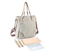 SONARIN Stylish Waterproof Baby Nappy Changing Tote Bag,Large Capacity Baby Changing Bag Satchel Messenger Bag Portable Travel Diaper Bag with Stroller Straps & Changing Mat(Ivory)